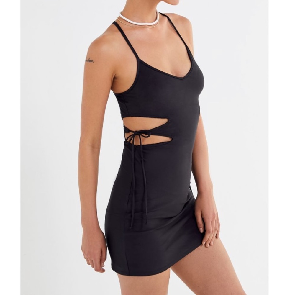 OU Tidal Waves Side-Tie Cutout Mini Dress
